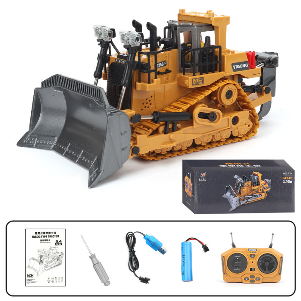 Children 9-Channel Bulldozer RC Vehicle Toy with Sound and Light Effect Children 9-Channel Bulldozer RC Vehicle Toy with Sound and Light Effect